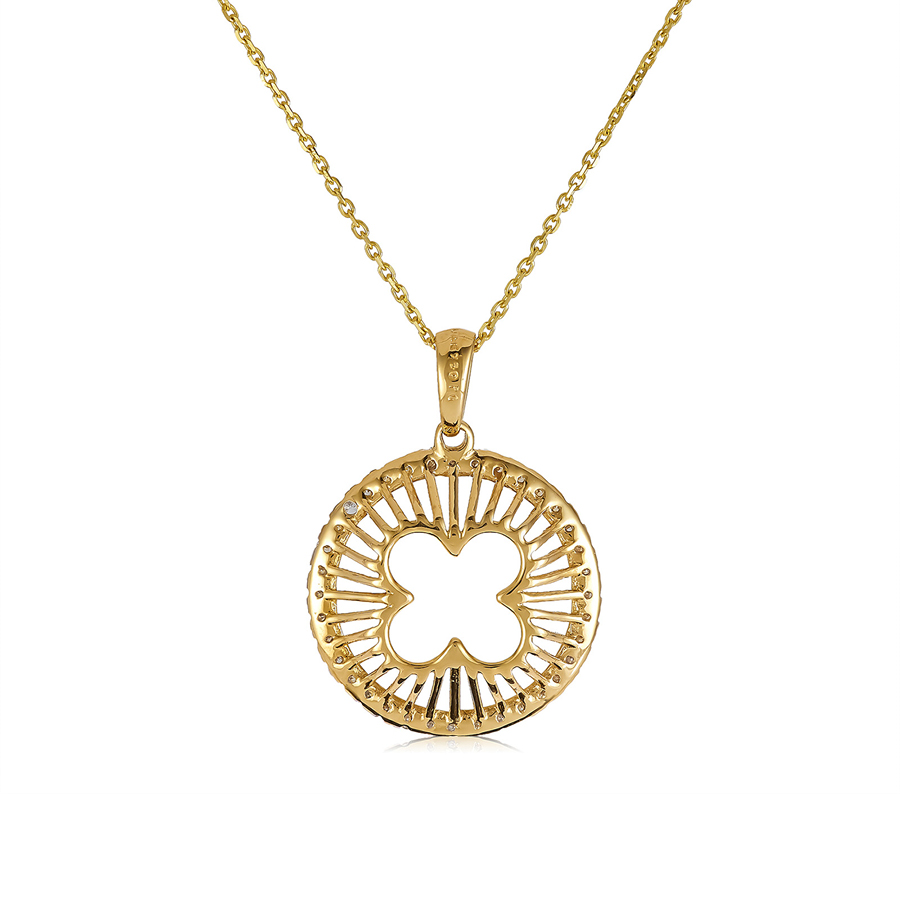 Floral Yellow Gold Diamond Pendant