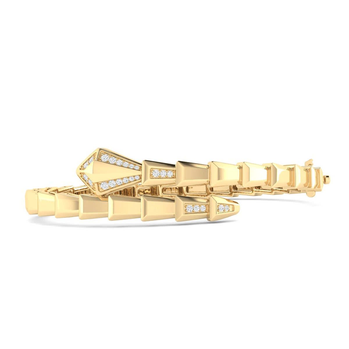 18K Gold Regal Serpent Bracelet with Diamonds