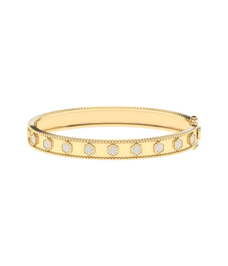 18K Gold Floral Charm Bracelet with Diamonds