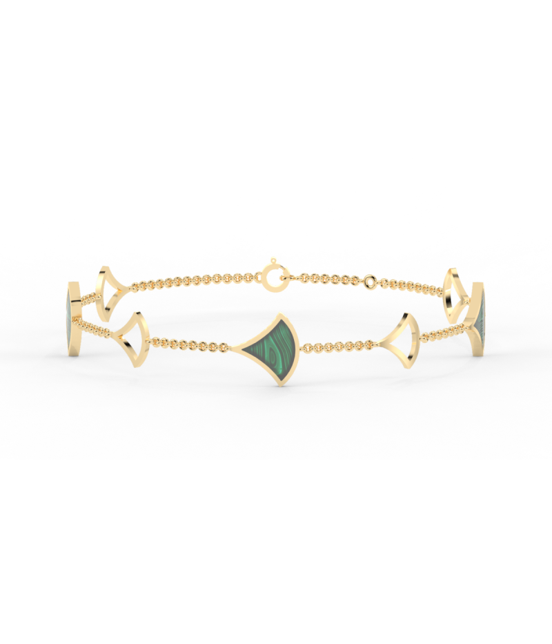 18kt Gold Luciana - Malachite Fan Drop Chain Bracelet