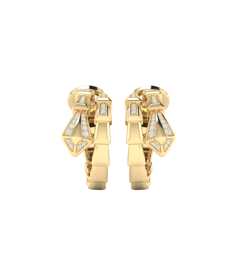 18K Gold Regal Serpent Earrings with Diamonds