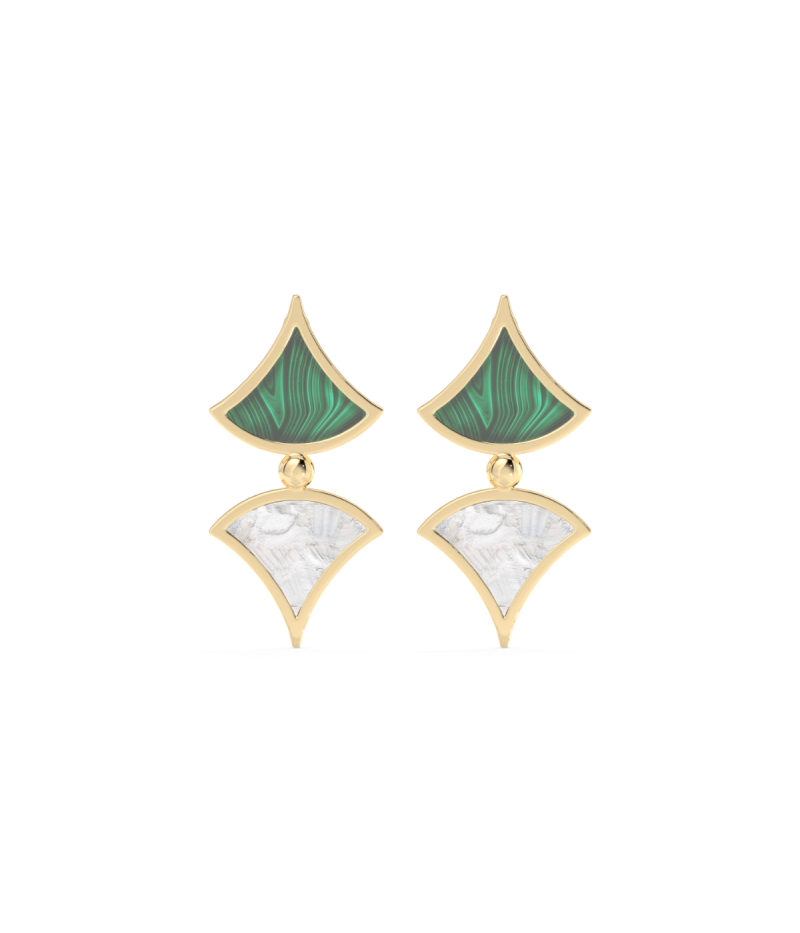 18k Gold Luciana Fern Stud Earrings
