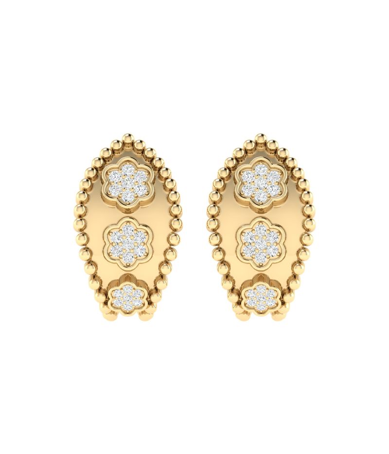 18K Gold Ivy Charm Earrings with Diamonds
