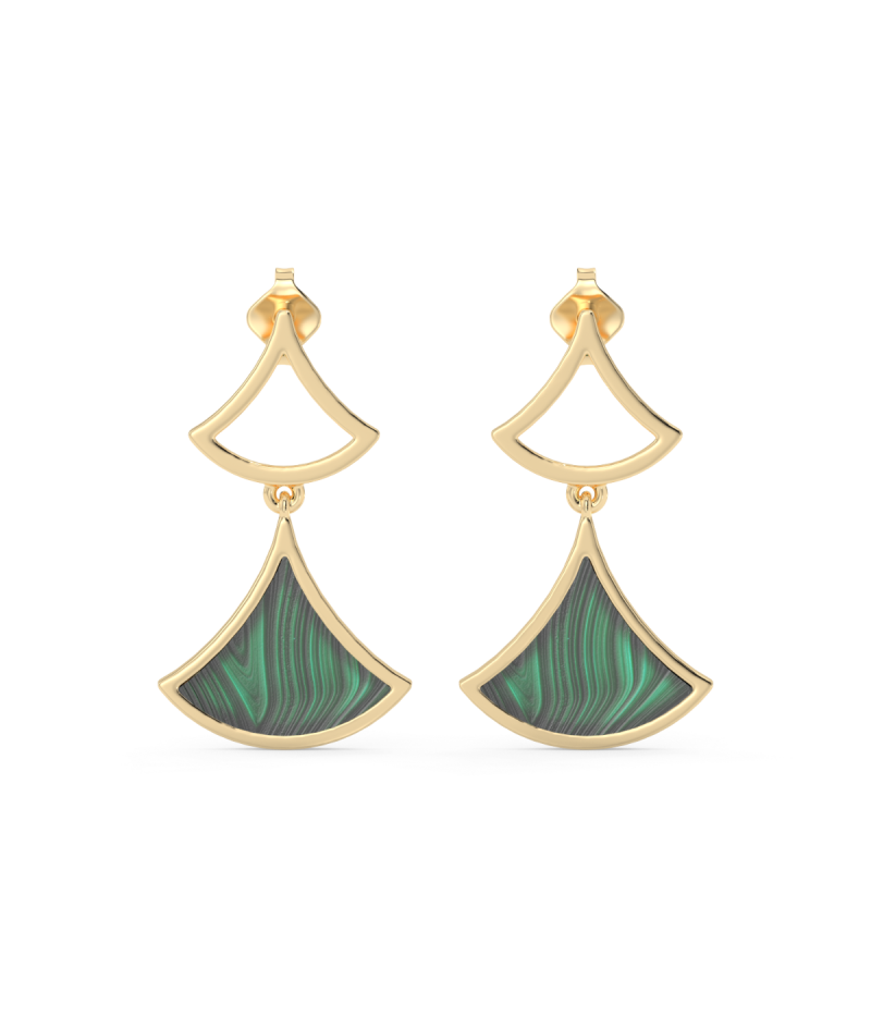 18kt Gold Luciana - Malachite Fan Drop earrings