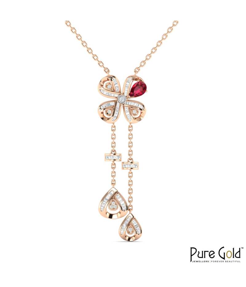 18K Gold Bloom Clover Necklace with Diamonds