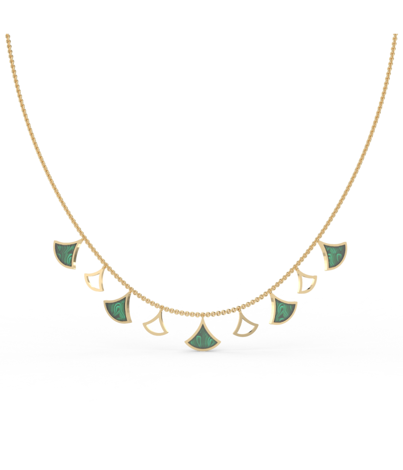 18kt Gold Luciana - Malachite Fan Drop Necklace