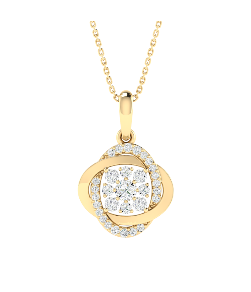 18K Gold Golden Dew Diamond Pendant with Chain