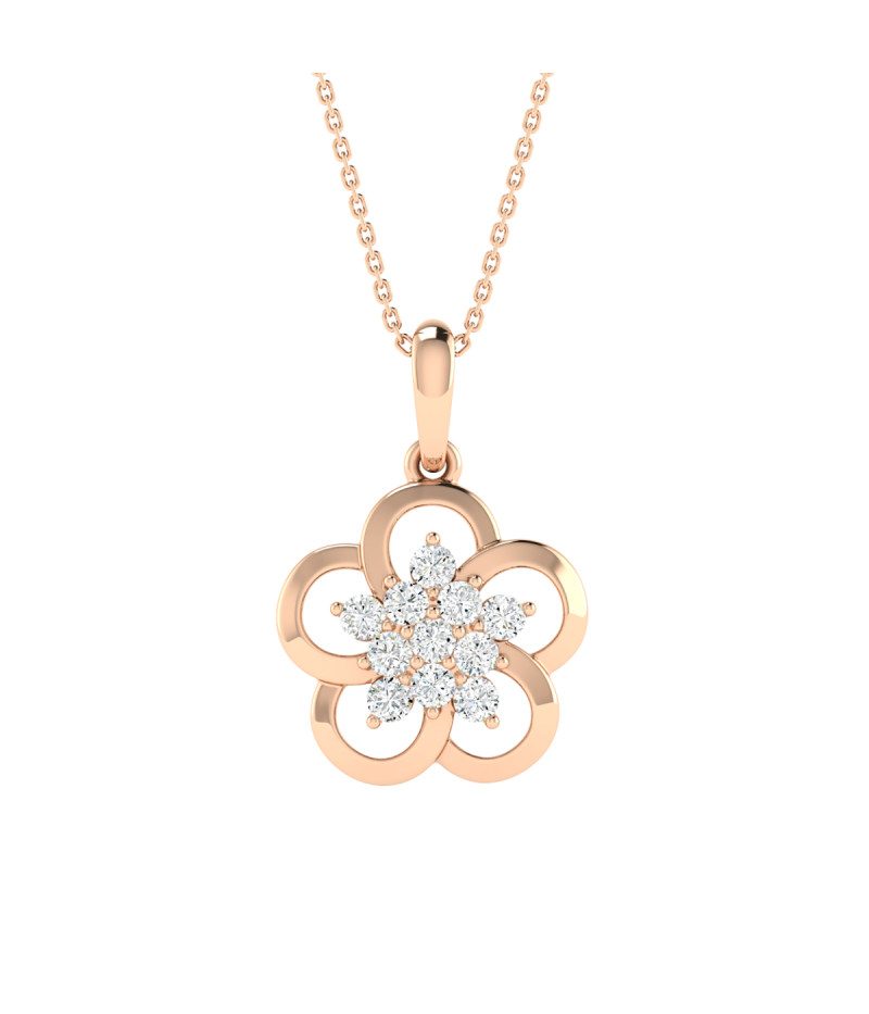 18K Gold Daisy Glow Diamond Pendant with Chain
