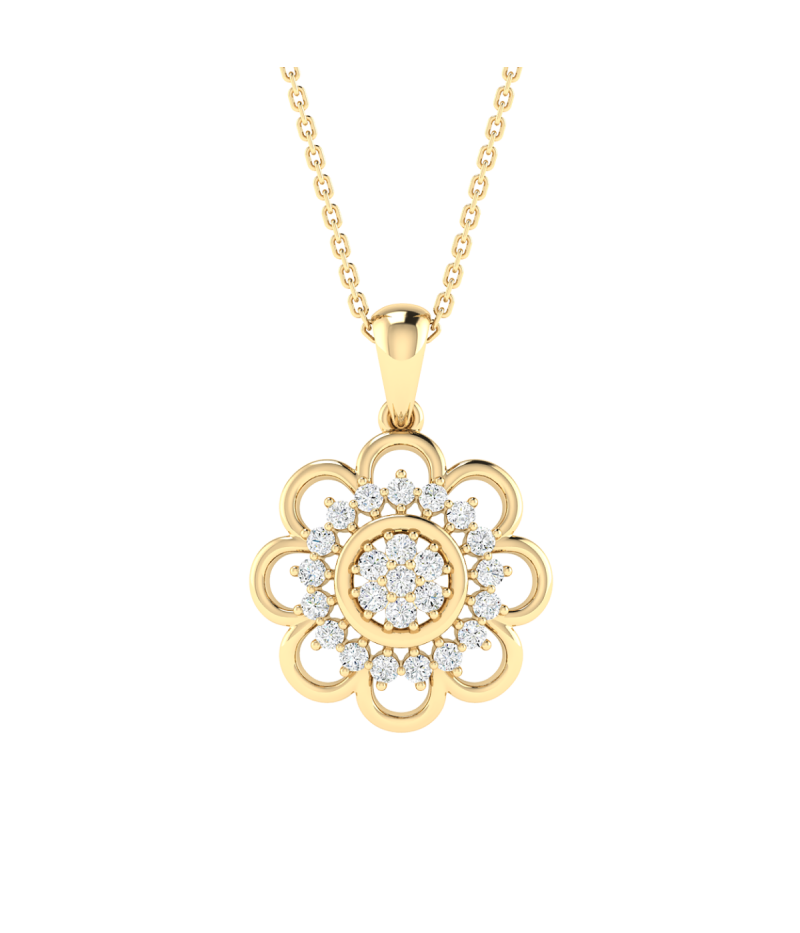 18K Gold Solar Grace Diamond Pendant with Chain
