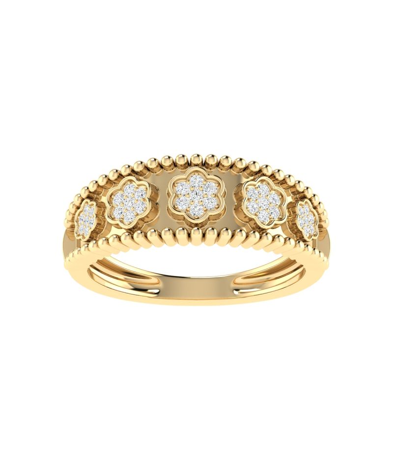 18K Gold Rosy Charm Ring with Diamonds