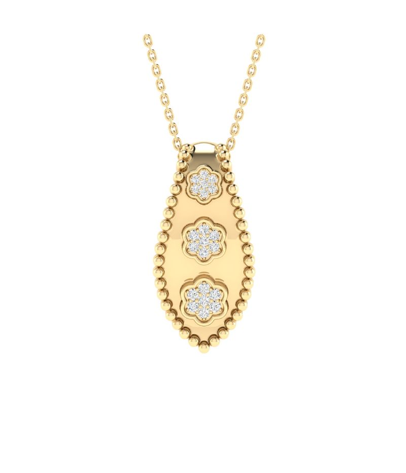 18K Gold Ivy Charm Diamond Pendant with Chain