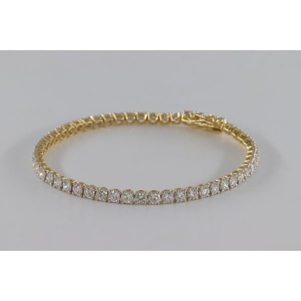 14K Yellow Gold Channel Set Diamond Tennis Bracelet - 4 ct Diamond Bracelet  Sale in Modesto