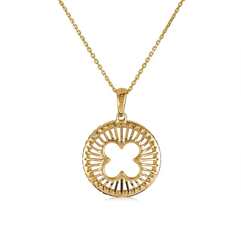 Floral Yellow Gold Diamond Pendant