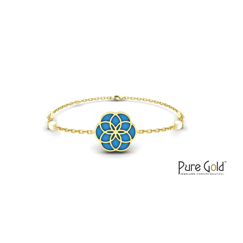 18 Karat Gold Blooming Desert Rose Turquoise Bracelet - PGBRG34598