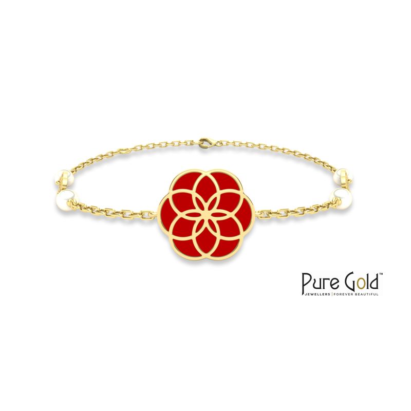 18 Karat Gold Luciana 3.85CTS Red Agate Bracelet