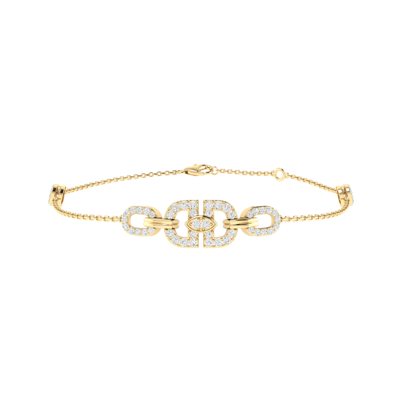 18K Gold Cross Link Bracelet with Diamonds
