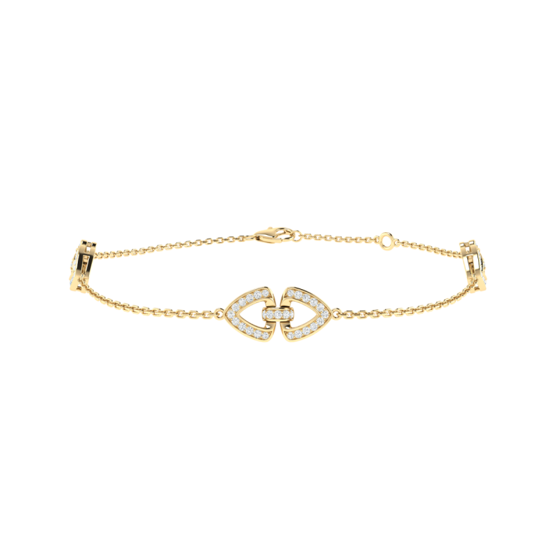 18K Gold Heart Link Bracelet with Diamonds