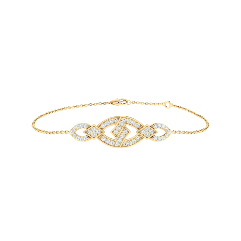 18K Gold Bond Loop Bracelet with Diamonds