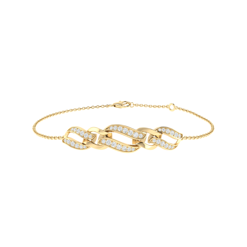 18K Gold Woven Link Bracelet with Diamonds