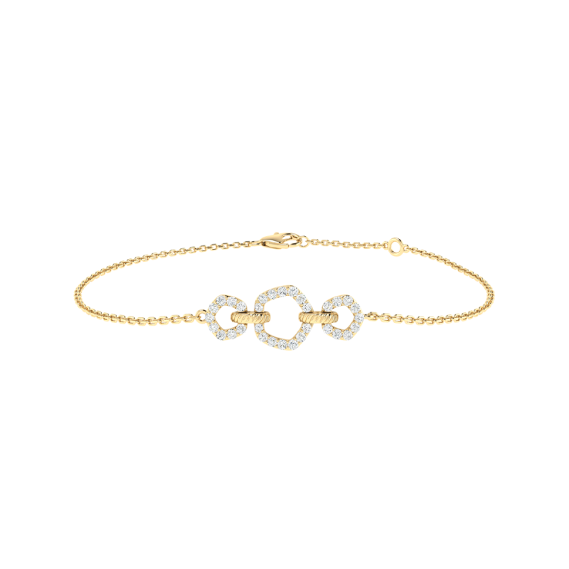 18K Gold Trio Link Bracelet with Diamonds