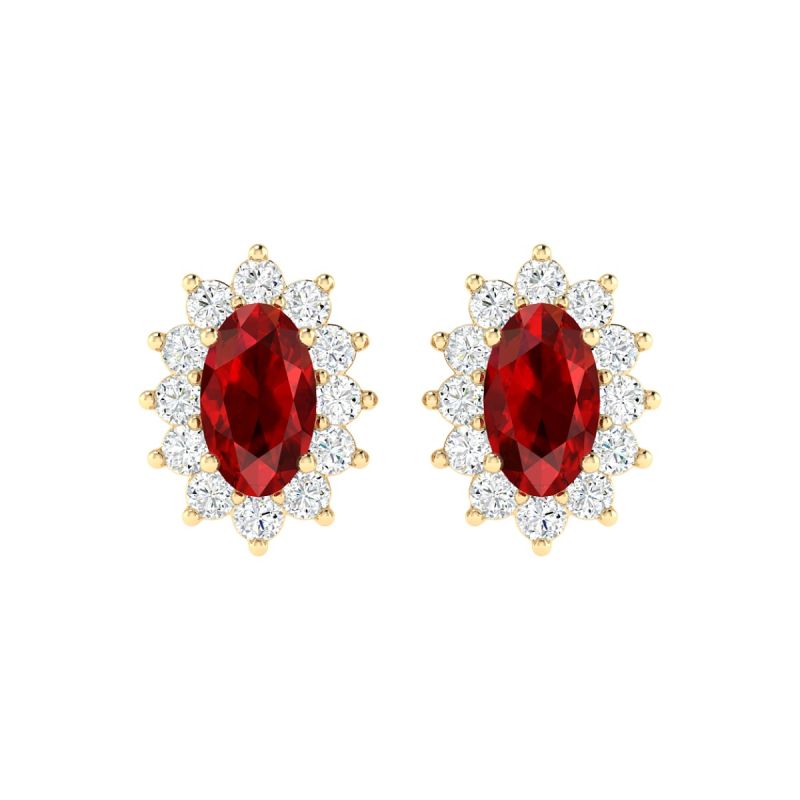 18K Gold Ruby Empress Earrings with Diamonds