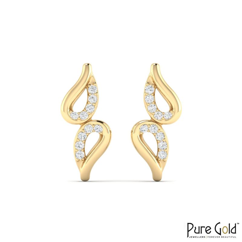 18 Karat Gold Serenity Twist Earrings with Diamonds