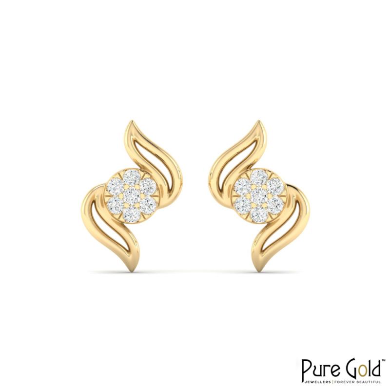 18 Karat Gold Velvet Wave Earrings with Diamonds