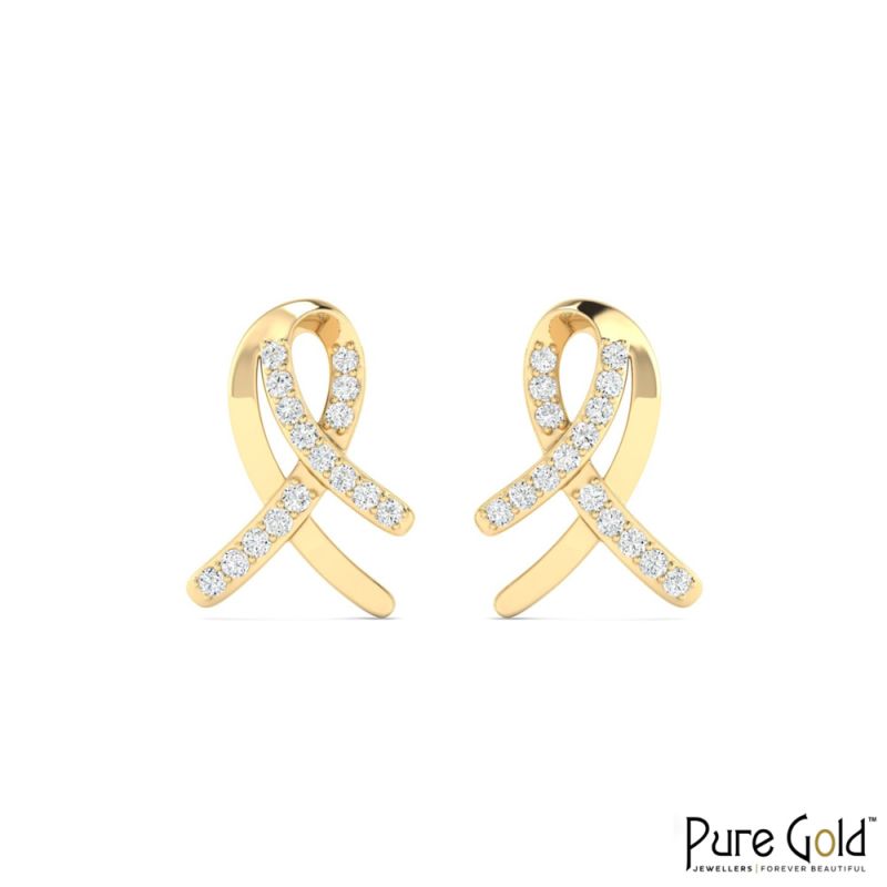 18 Karat Gold Serene Loop Earrings with Diamonds