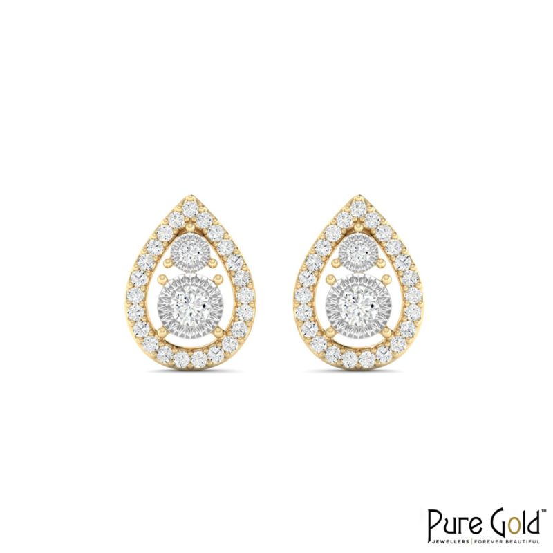 18 Karat Gold Luminous Drop Earrings with Diamonds