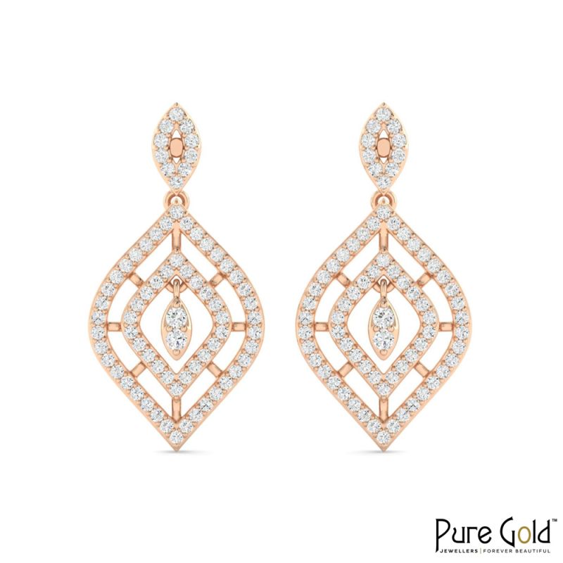 18 Karat Gold Gilded Maze Earrings with Diamonds