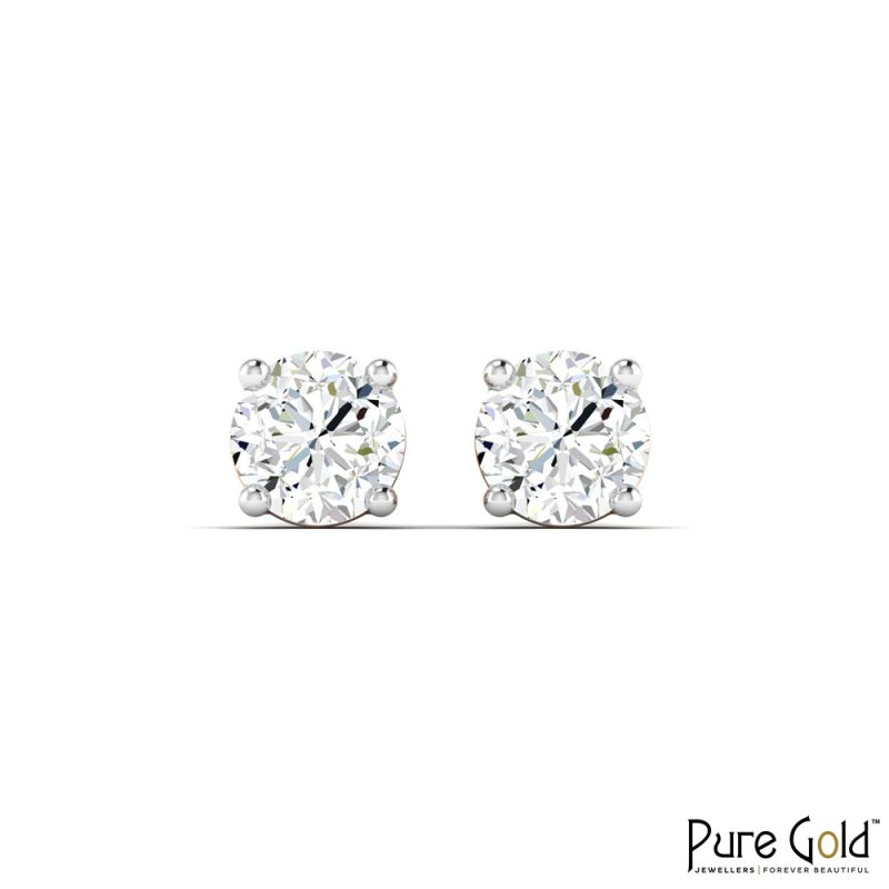 18K Gold Classic Solitaire Earrings
