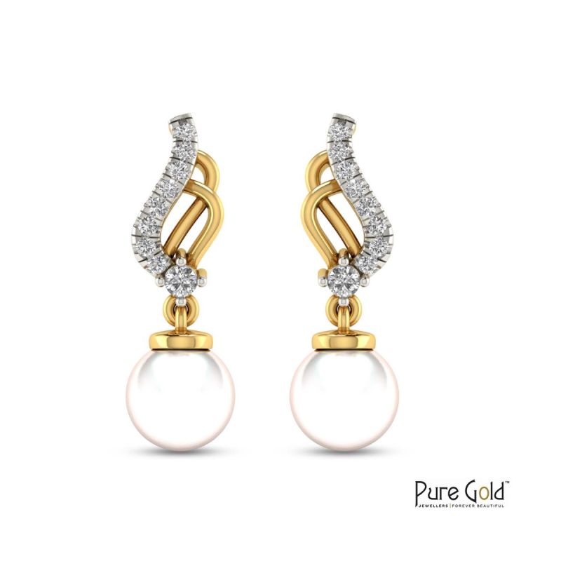 Oystra Celestial Pearl Earrings 0.05 CTS and 18K gold