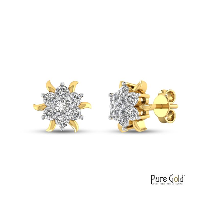 Dazzling Sun Diamond Earrings - PGERG26434