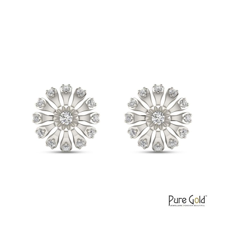 18K Gold Daisy Diamond Earring with 0.15 CTS