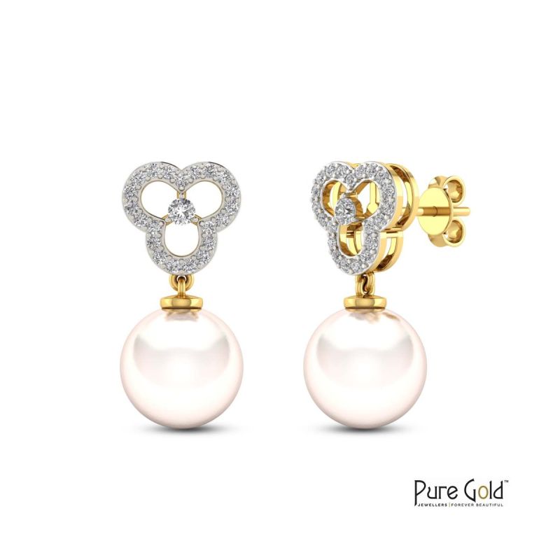 White Pearl Diamond Earring- PGERG29314