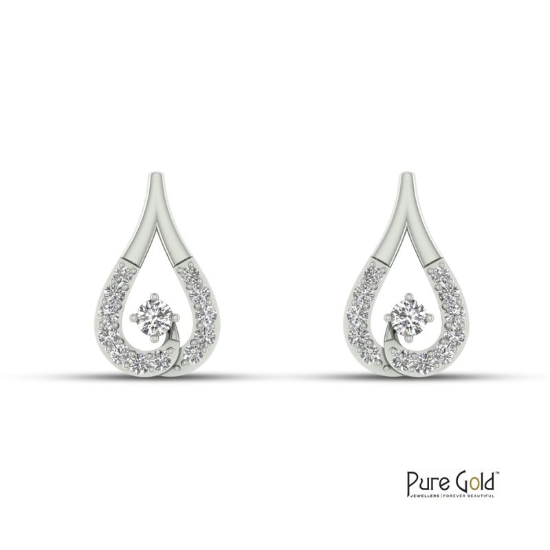Two-Tone Diamond Drop Earrings with 0.12 CTS diamonds and 18K gold