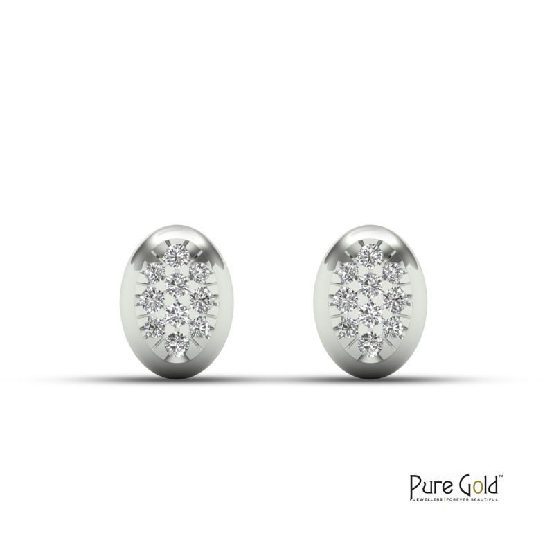 Diamond Pavé Hoop Earrings with 0.1 CTS and 18K Gold