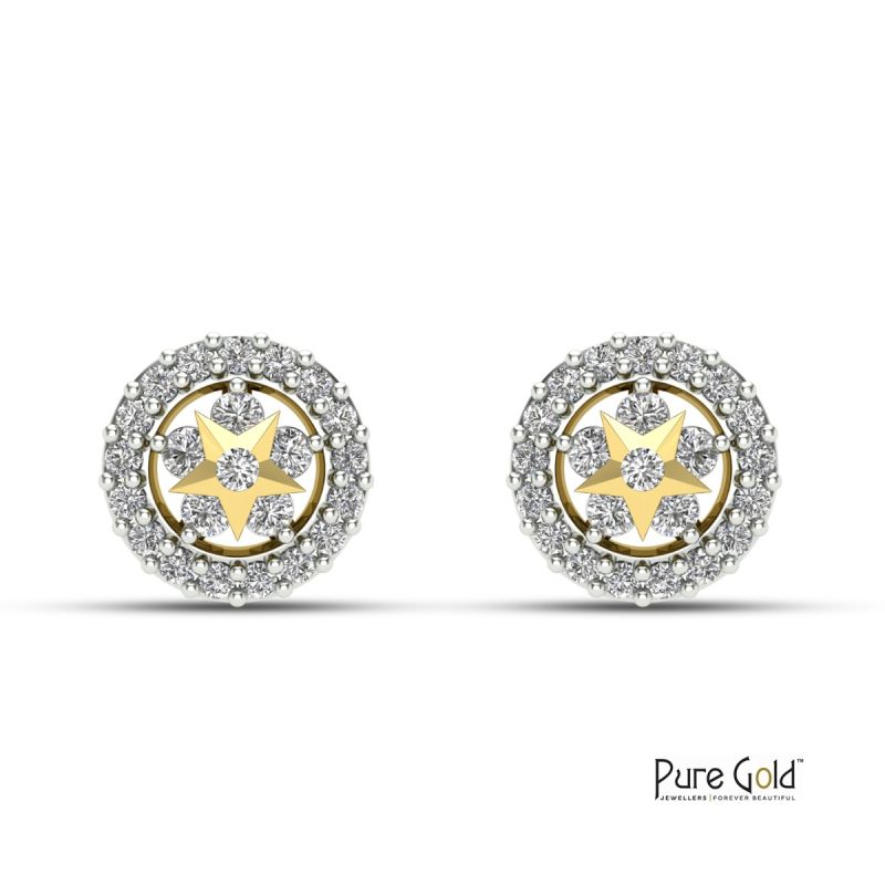 Pure Sparkle Starry Diamond earrings (0.16 CT, 18K Gold)