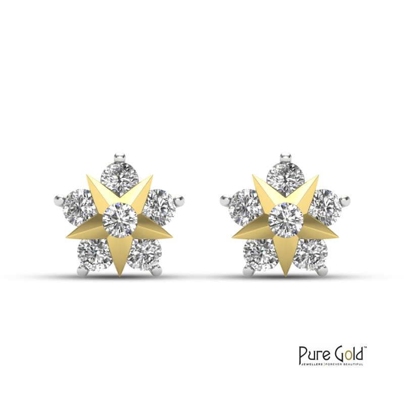 Pure Sparkle Star Earrings (0.2 CTS and 18K gold)