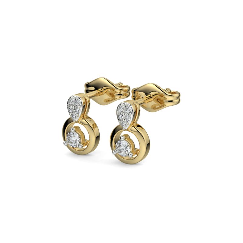 18 Karat Gold Pure Sparkle Earrings with 0.09 CTS
