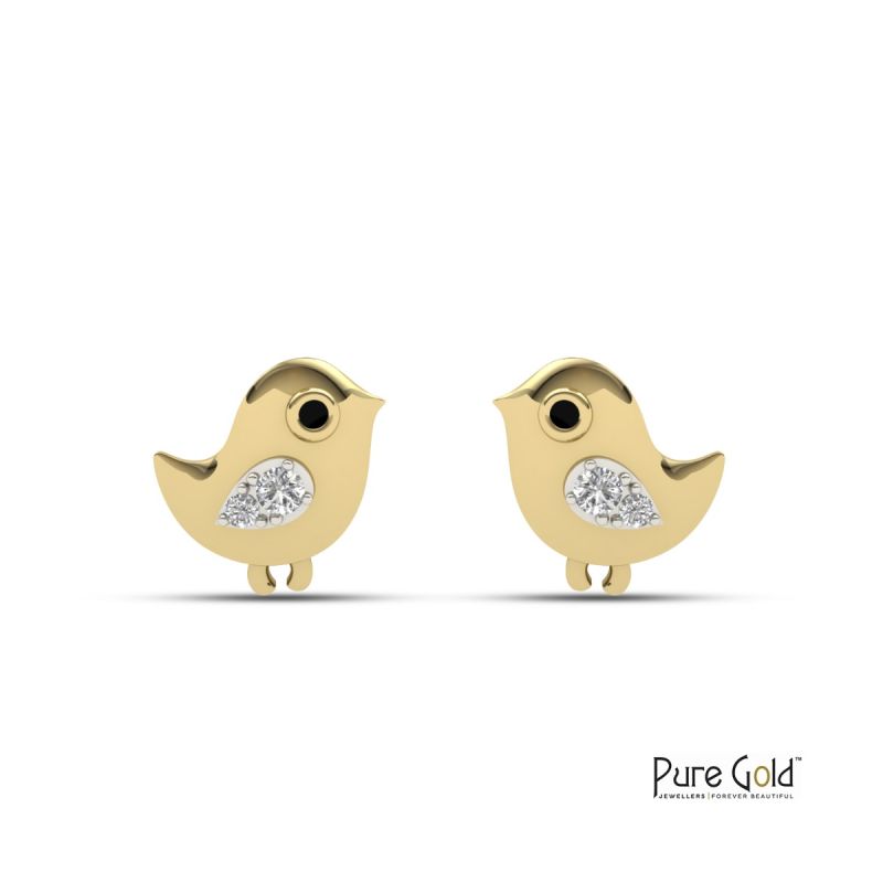 Bezzora Little Tweets Earrings (18k and 0.02CTS)