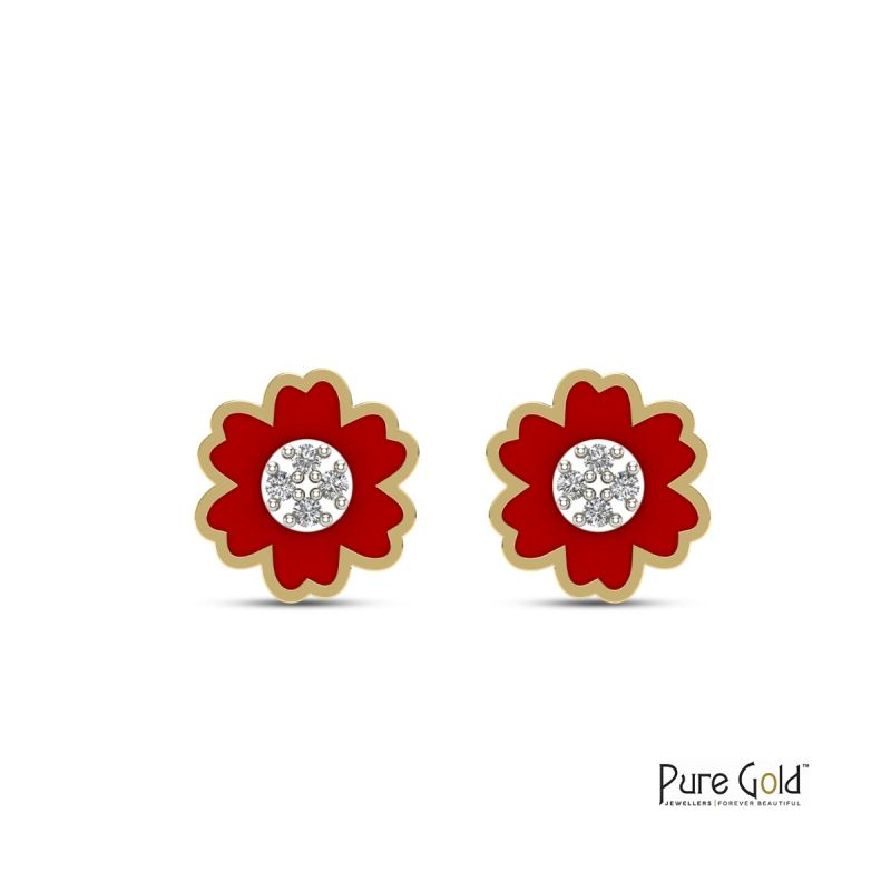 Bezzora Blooming Flower Earring (18k and 0.02CTS)