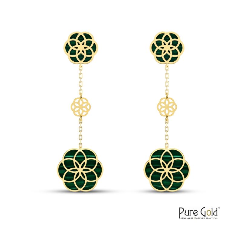 18 Karat Gold Luciana Malachite Earrings