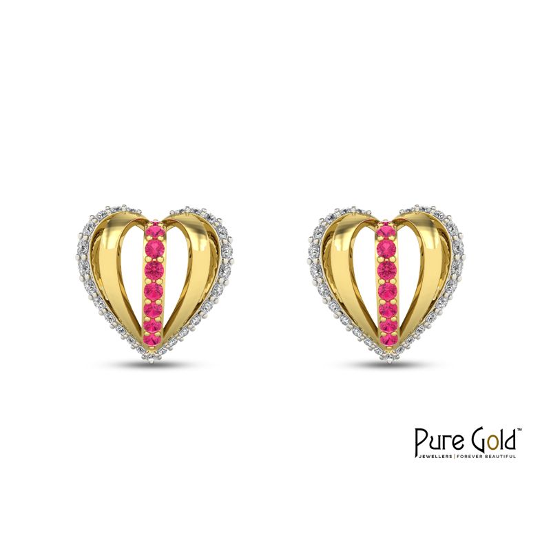 18K Gold Pink Promise Earrings with 0.23 CTS and 18K gold