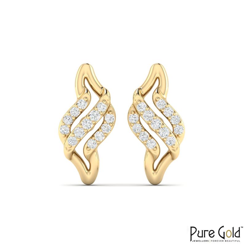 18 Karat Gold Harmony Twist Earrings with Diamonds