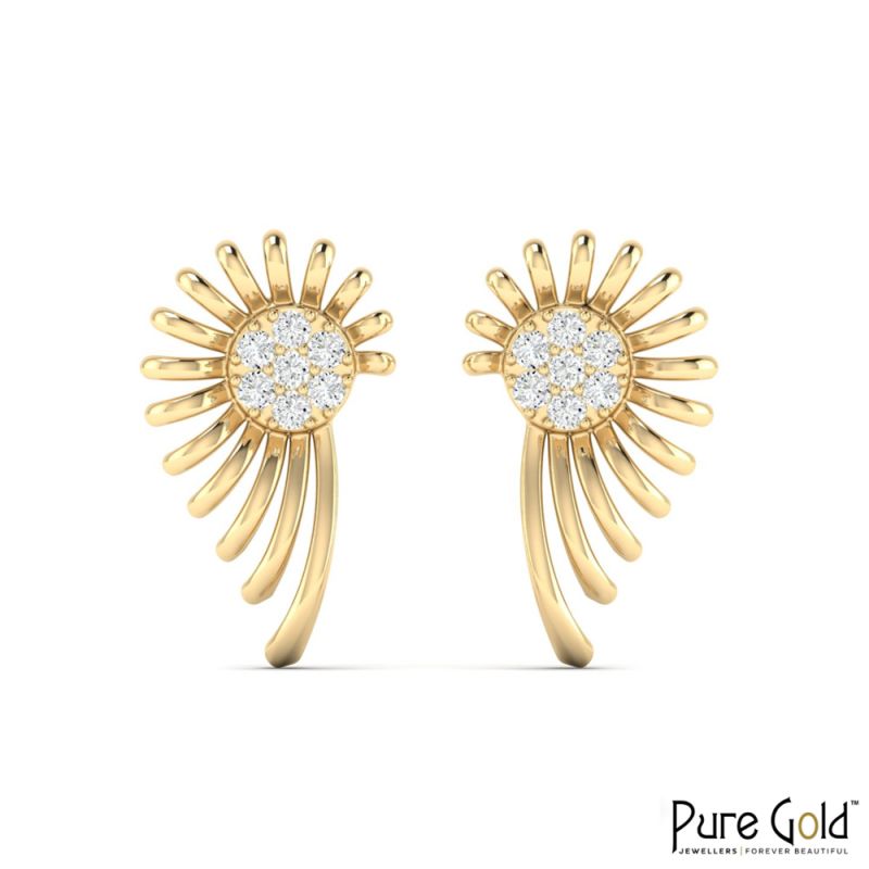 18 Karat Gold Luminous Flare Earrings with Diamonds