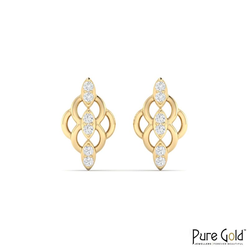 18 Karat Gold Serene Circles Earrings with Diamonds