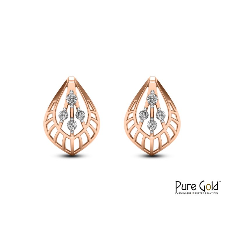 Radiant Leaf Earring (18K and 0.13CTS)