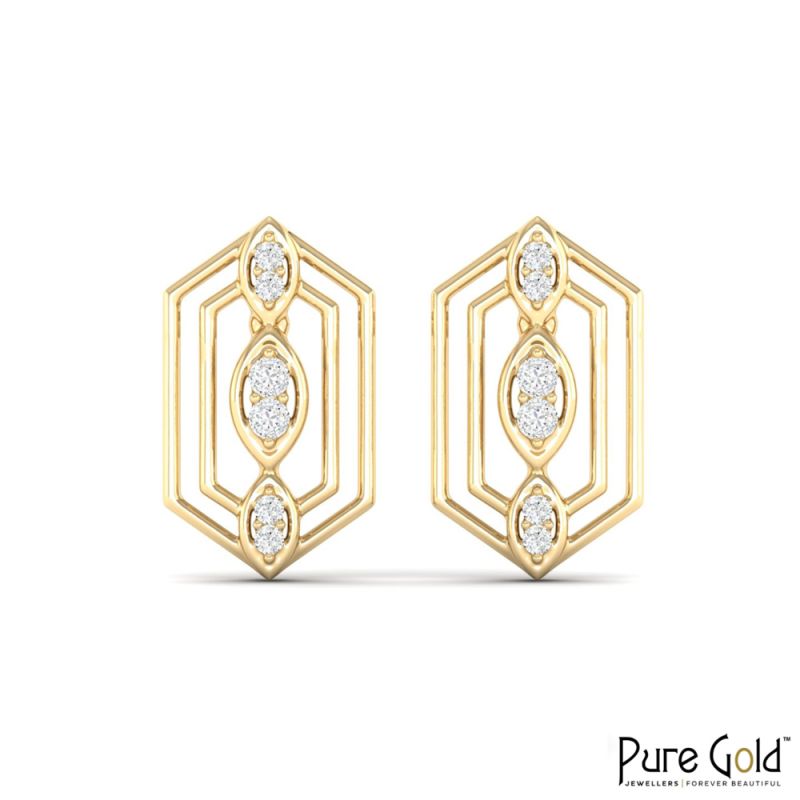 18 Karat Gold Prism Glow Earrings with Diamonds