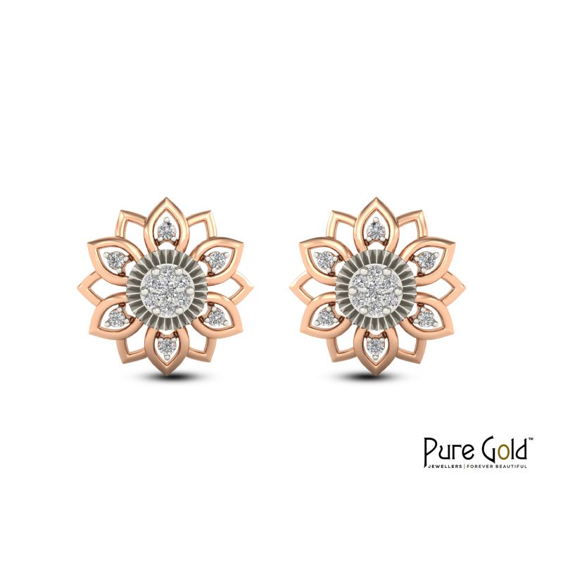 Radiant Lotus Blossom Earring (18k and 0.14CTS)
